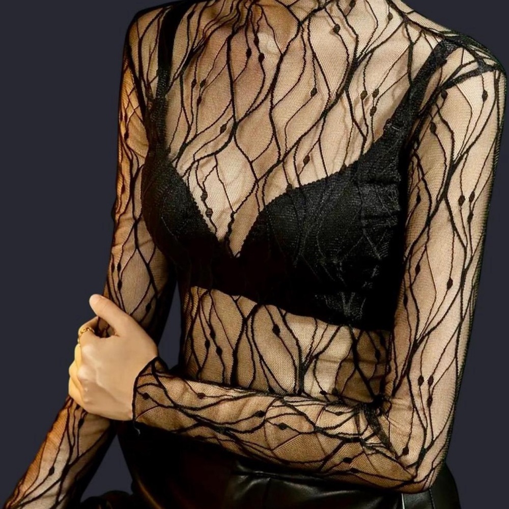 Black Sheer Mesh Top